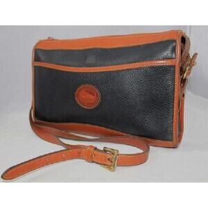 Vintage Dooney and Bourke Black Crossbody Messenger Handbag, Designer Equestrian